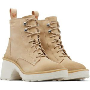 SOREL Hi-Line Waterproof Lace Up Leather Boot in Chalk